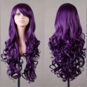 3 New Vibrant Wigs Purple, Red, & Silver Long Curly Cosplay Halloween
